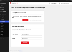 Page screenshot: Settings &rarr; CookieHub