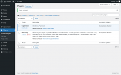 Page screenshot: Plugins &lsaquo; Test site &mdash; WordPress