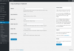 Page screenshot: Settings → Copy to Clipboard