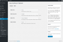Page screenshot: Settings → Copy to Clipboard → Style