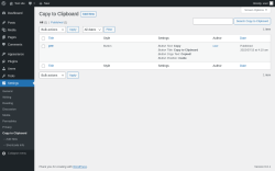 Page screenshot: Settings → Copy to Clipboard