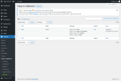 Page screenshot: Settings → Copy to Clipboard