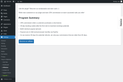 Page screenshot: Settings → Affiliation