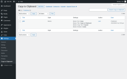 Page screenshot: Settings → Copy to Clipboard