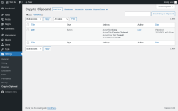 Page screenshot: Settings → Copy to Clipboard