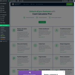 Page screenshot: Cost Calculator → Pro Features