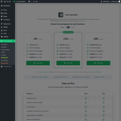 Page screenshot: Cost Calculator → Upgrade