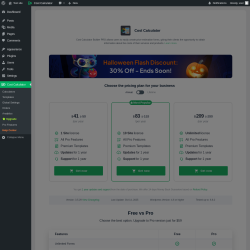 Page screenshot: Cost Calculator → Upgrade
