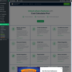 Page screenshot: Cost Calculator → Pro Features
