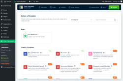 Page screenshot: Cost Calculator → Templates