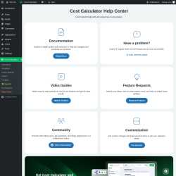 Page screenshot: Cost Calculator → Help Center