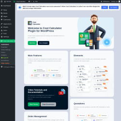 Page screenshot: Calculators ‹ Test site — WordPress