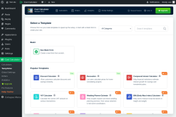 Page screenshot: Cost Calculator → Templates