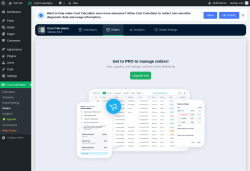 Page screenshot: Cost Calculator → Orders