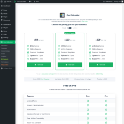 Page screenshot: Cost Calculator → Upgrade