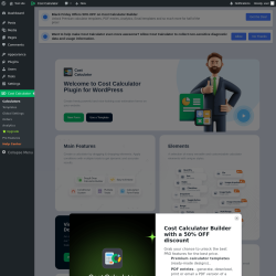 Page screenshot: Calculators ‹ Test site — WordPress