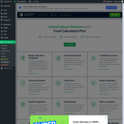 Page screenshot: Cost Calculator → Pro Features