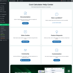 Page screenshot: Cost Calculator → Help Center