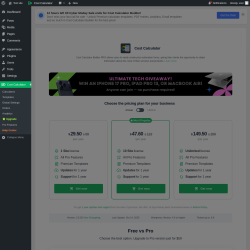 Page screenshot: Cost Calculator &rarr; Upgrade