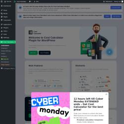 Page screenshot: Calculators &lsaquo; Test site &mdash; WordPress