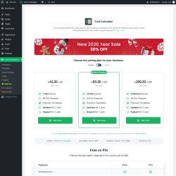 Page screenshot: Cost Calculator &rarr; Upgrade