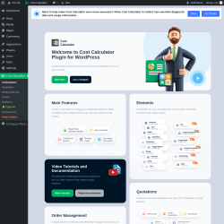 Page screenshot: Calculators &lsaquo; Test site &mdash; WordPress