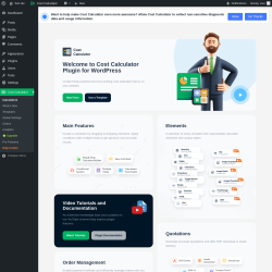 Page screenshot: Calculators &lsaquo; Test site &mdash; WordPress
