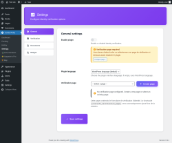 Page screenshot: Costa Verify &rarr; Settings