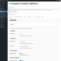 Page screenshot: Coupons → Options