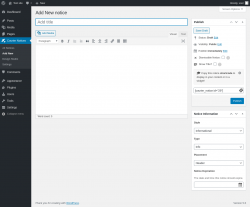 Page screenshot: Courier Notices &rarr; Add New