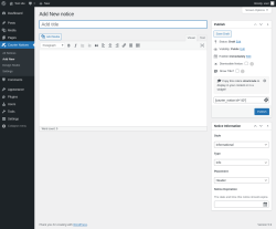 Page screenshot: Courier Notices &rarr; Add New
