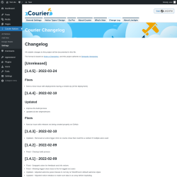Page screenshot: Courier Notices &rarr; Design Studio &rarr; 
				Change Log			