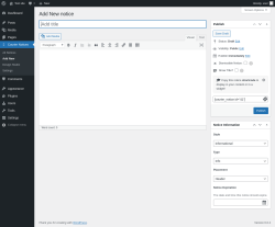 Page screenshot: Courier Notices &rarr; Add New
