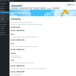 Page screenshot: Courier Notices &rarr; Design Studio &rarr; 
				Change Log			