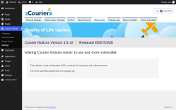 Page screenshot: Courier Notices &rarr; Design Studio &rarr; 
				What's New			