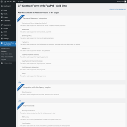 Page screenshot: CP Contact Form with PayPal → Add ons
