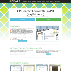 Page screenshot: CP Contact Form with PayPal → Help: Online demo