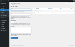 Page screenshot: Pages &rarr; Page categories