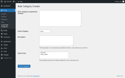 Page screenshot: Posts &rarr; Create Bulk Categories