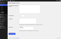 Page screenshot: Posts &rarr; Create Bulk Categories