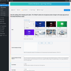 Page screenshot: Creative Wordpress Login Page Settings ‹ Test site — WordPress