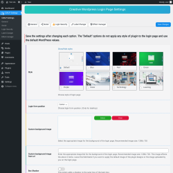 Page screenshot: Creative Wordpress Login Page Settings ‹ Test site — WordPress