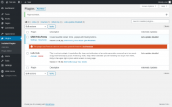 Page screenshot: Plugins ‹ Test site — WordPress