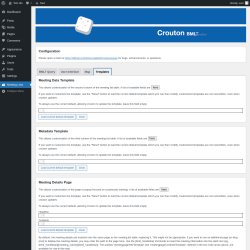 Page screenshot: Meeting Lists → Templates