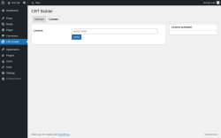 Page screenshot: CRT Builder &rarr; 
                                    License                                