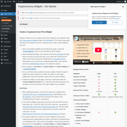 Page screenshot: Cryptocurrency Widgets - Get Started ‹ Test site — WordPress