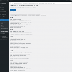Page screenshot: Tools → Codestar Framework → Release Notes