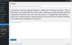 Page screenshot: CryptoPay Lite → Feedback