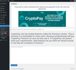Page screenshot: CryptoPay Lite → Feedback
