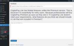 Page screenshot: CryptoPay Lite → Feedback